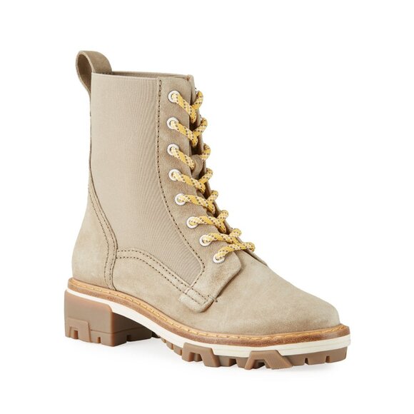 rag & bone $ 595 Shiloh Leather Suede Combat Boots Light Sand Women’s 7 EU 37 - Picture 2 of 13